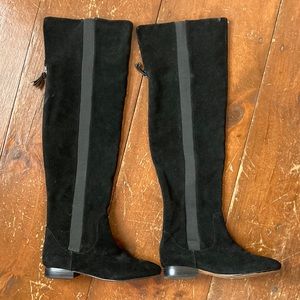 Libby Edelman knee high suede black flat boots